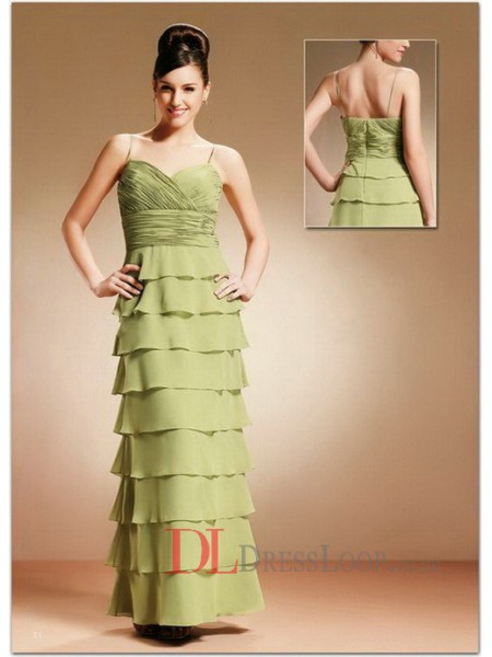 Beading And Embroidery Chiffon A-Line Spaghetti Straps Floor Length Green Mother Of The Bride Dress