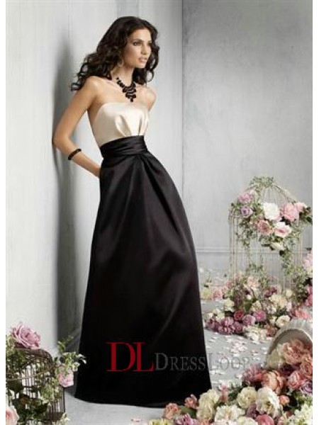 Designer Customized Satin Ball Gown Asymmetrical Bodice Strapless Sleeveless Bridesmaid Dress