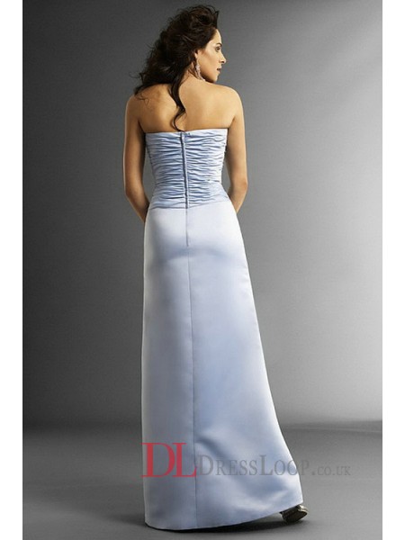 Elegant Satin Strapless Column Bridesmaid Dress With Dropped Waist 